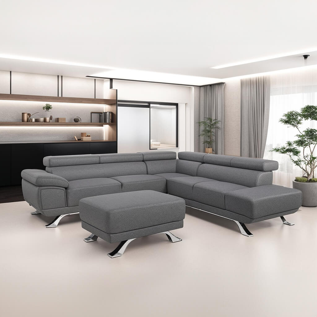 Μοντέρνος Γωνιακός Καναπές Δανάη Extra | Lux Furniture / Light grey