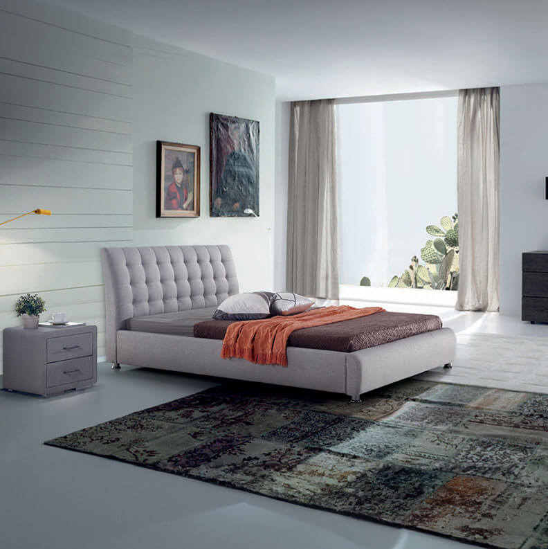 Επενδυμένο μοντέρνο γκρίζο κρεβάτι Ηλέκτρα | Lux Furniture