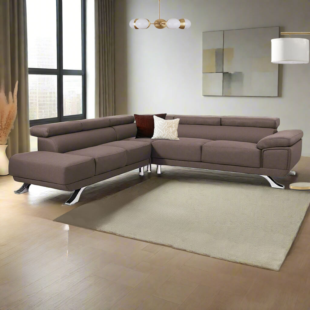 Μοντέρνος Γωνιακός Καναπές Δανάη Extra | Lux Furniture / Brown