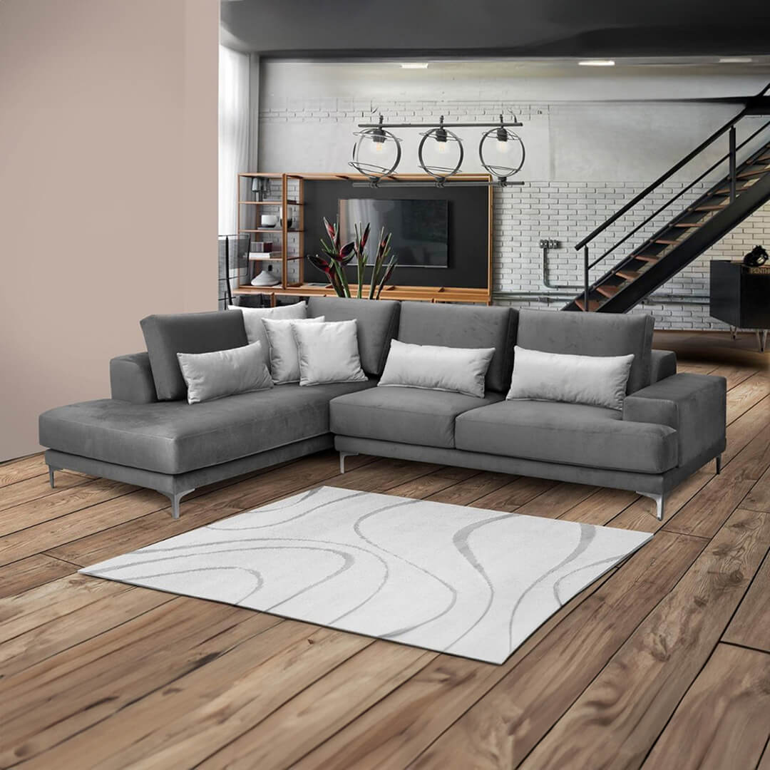 Μοντέρνος Γκρίζος Γωνιακός Καναπές | Lux Furniture