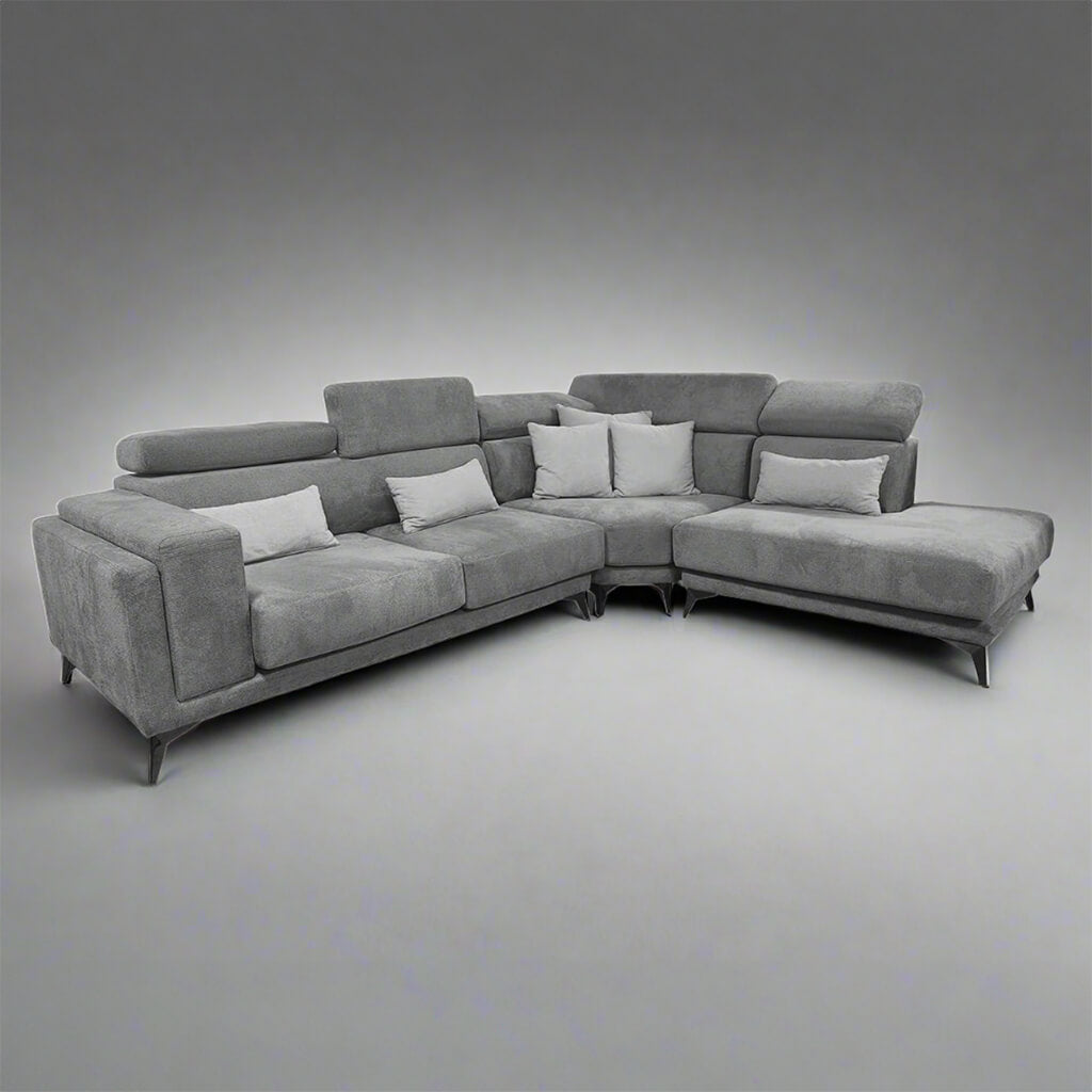 Μοντέρνος Γκρίζος Γωνιακός Καναπές Ζουκ | Lux Furniture