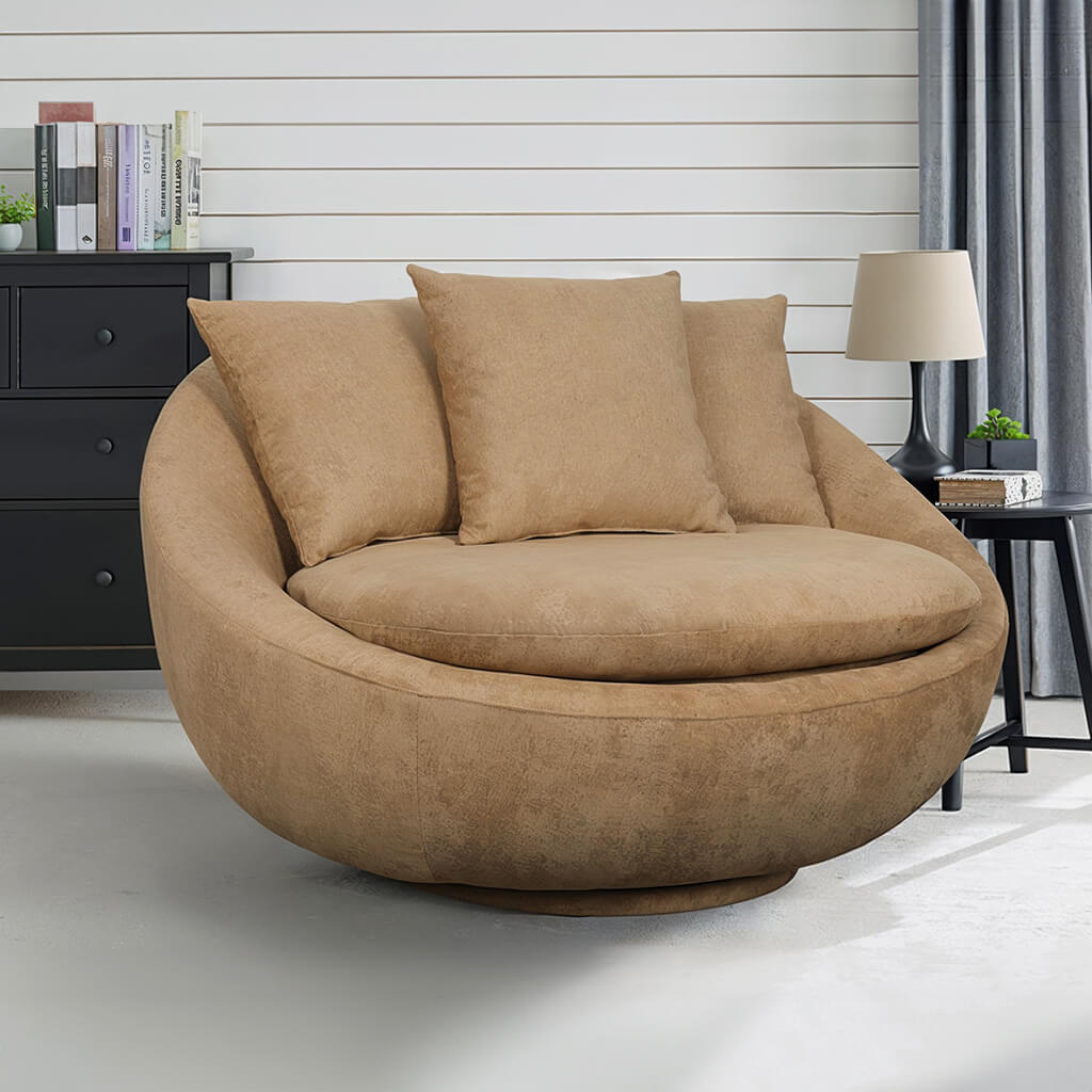 Στρογγυλή πολυθρόνα σαλονιού LACOON | Lux Furniture / light brown