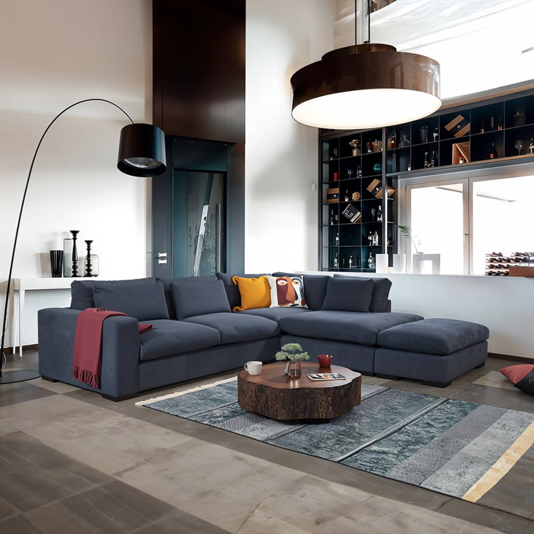 Μοντέρνος Μπλε Γωνιακός Καναπές LAGUN | Lux Furniture