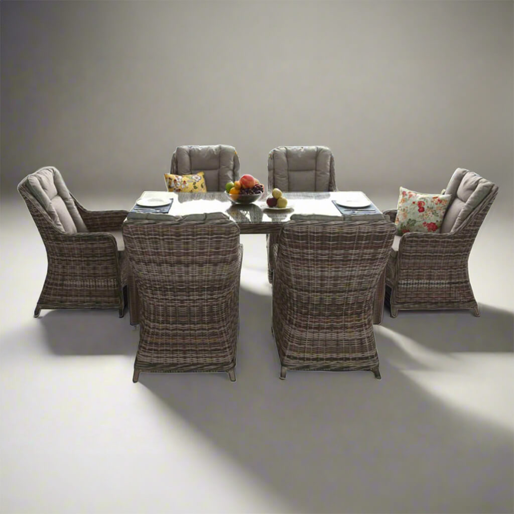 Τραπεζαρία Κήπου Ραττάν Λευκάδα με καρέκλες | Lux Furniture