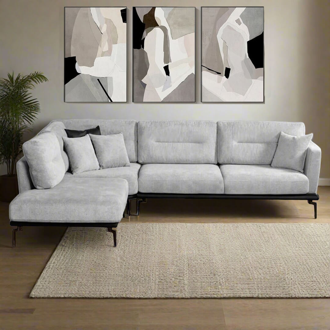  Μοντέρνος Γκρίζος Γωνιακός Καναπές Όσκαρ | Lux Furniture