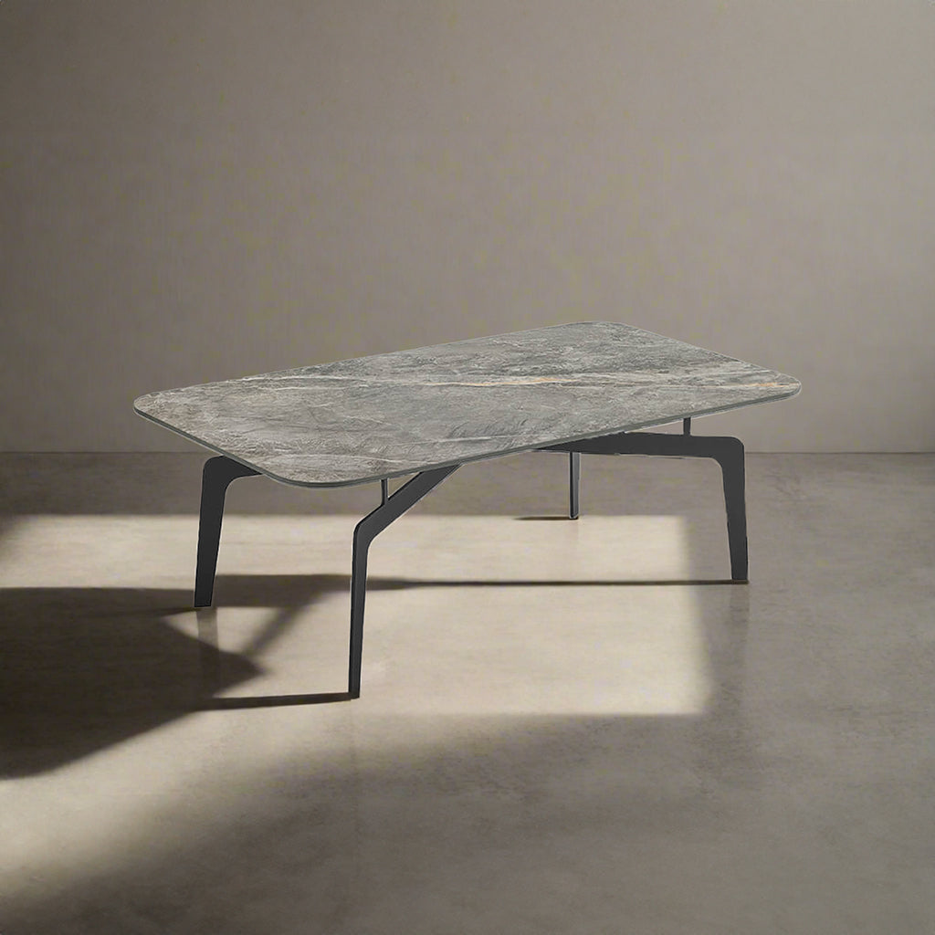 ορθογώνιο γκρίζο μαρμάρινο τραπεζάκι σαλονιού - Lux Furniture