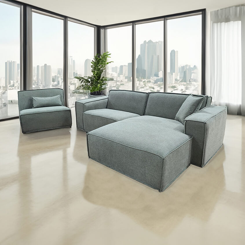 Μοντέρνος Γωνιακός Καναπές Νουρ | Lux Furniture / Soft green