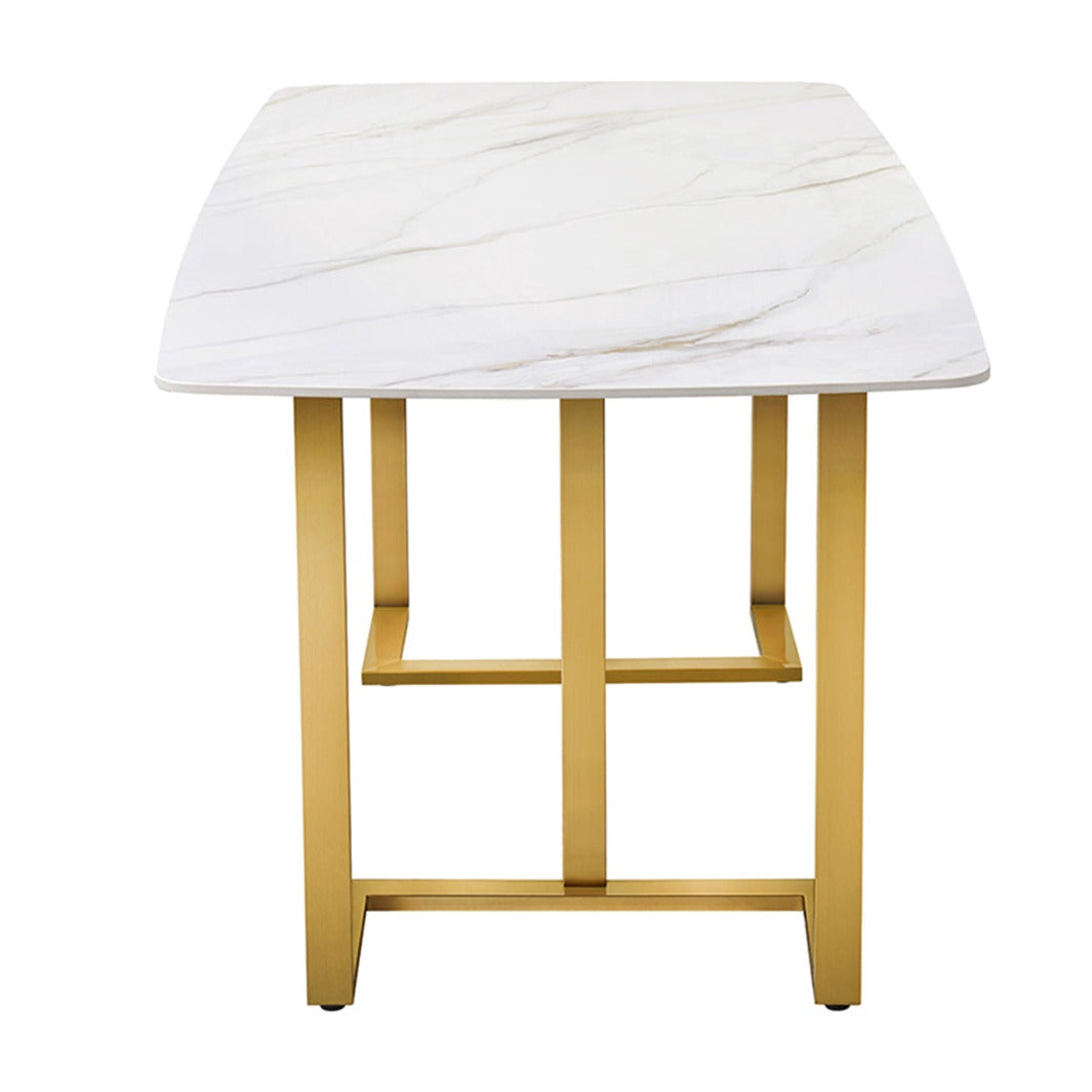 WHITE MARBLE DINING TABLE GOLD LEGS - Lux Furniture