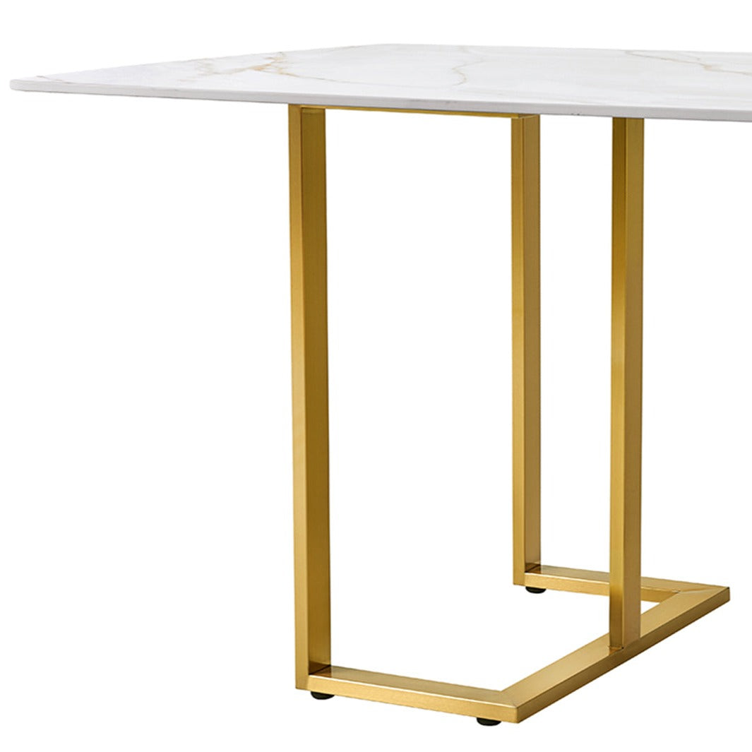 WHITE MARBLE DINING TABLE GOLD LEGS - Lux Furniture