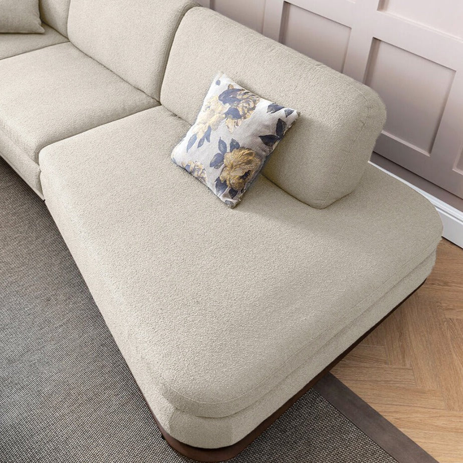 corner sofa zeus beige with movable back cushions / Beige