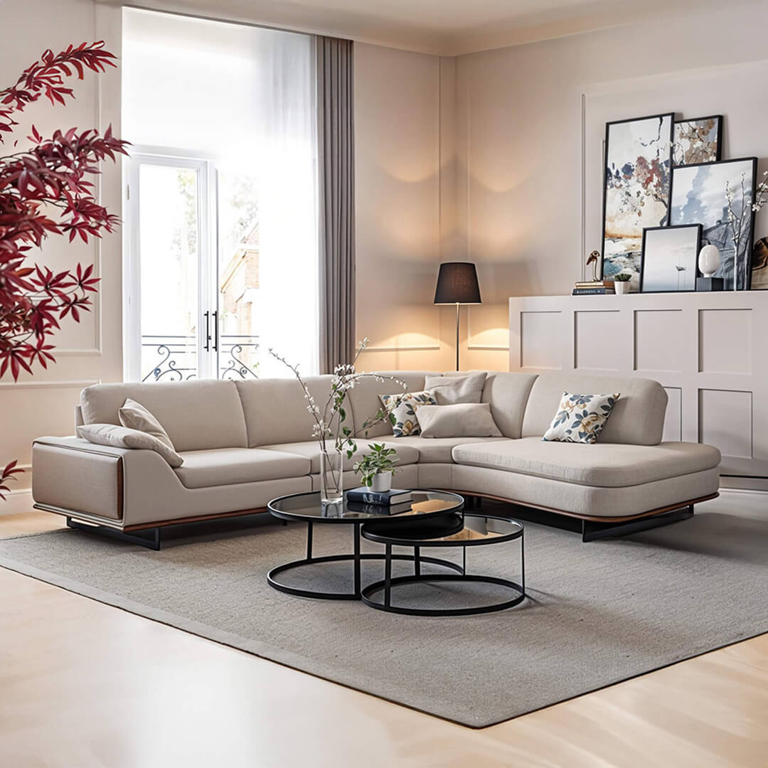 Μοντέρνος Γωνιακός καναπές Δίας | Lux Furniture / Beige